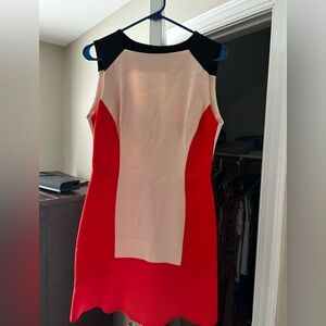 Zara Red and Cream Sleeveless Mini Dress